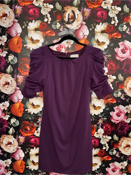 Jessica Simpson Dresses & Skirts - Jessica Simpson Plum Puff Sleeve Midi Dress, Size 6